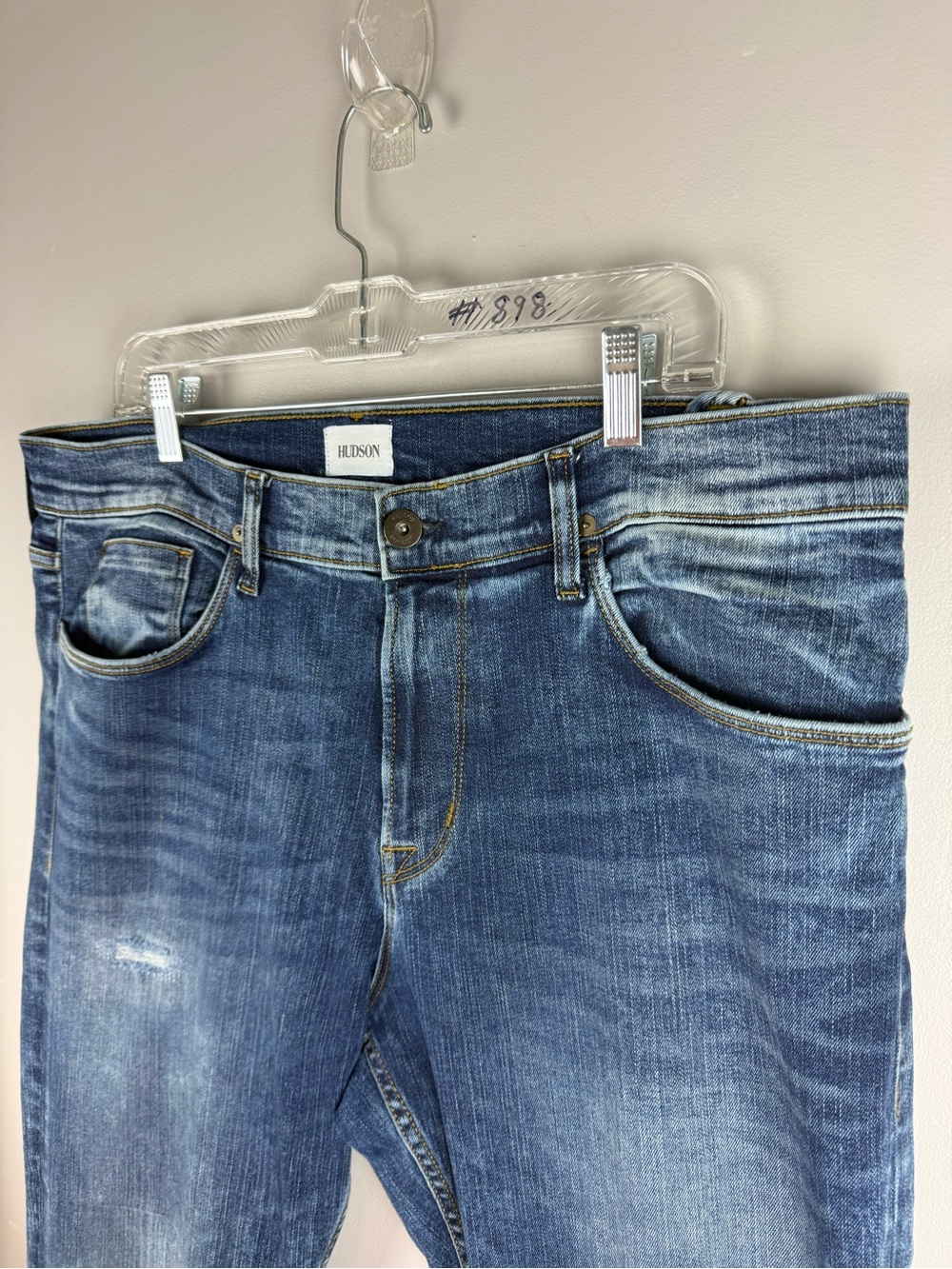 Hudson Sartor Relaxed Skinny Jeans Men’s SZ 36 Faded Distressed Medium Wash